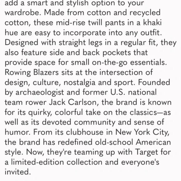 NEW Rowing Blazers x Target Men's Twill Pants 42x32 - Picture 9 of 12